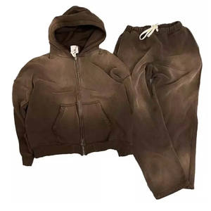 Parche de chenilla personalizado bordado lavado ácido pintura salpicadura francés Terry hombres Sudadera con capucha de gran tamaño - Product Image 3