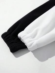 Sweat-shirt à capuche en polaire tendance, patchwork, surdimensionné, demi-zip, veste, manteau, personnalisé, 100% laine d'agneau, sweat-shirt pour homme - Product Image 2