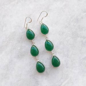 Pendientes de Ónice Verde con Piedras Multicolores, Alambre de Plata 925, Cristales Colgantes, Joyería Boho Hecha a Mano, Regalo para Ella y Mamá - Product Image 2