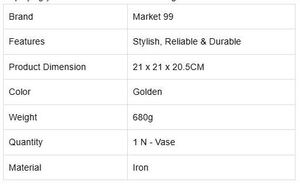 Elegante decoración moderna para el hogar, jarrón de hierro con acabado dorado, Artesanía no incluida - Product Image 4