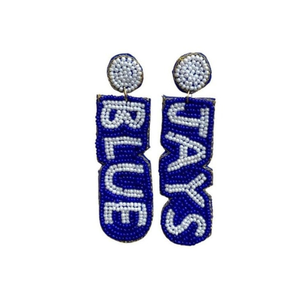 Pendientes de Cuentas Hechos a Mano BLUE JAYS GameDay - Joyería Premium para Fanáticos del Béisbol de Toronto - Product Image 1