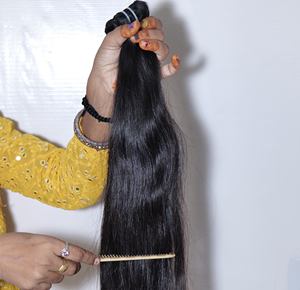 100% cuticule alignée cheveux vierges indiens pas cher droite non traitée naturel noir couleur Bundle Temple Extensions de cheveux humains - Product Image 4