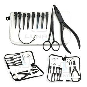 Kit de herramientas de extensión de cabello de cuero de PVC blanco de venta caliente en color negro mate con etiquetado de marca personalizado gratuito - Product Image 6