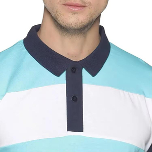 Camisa de Manga Corta para Hombre, Diseño Color Block, Tejido Informal, Azul Claro, Azul Marino, Blanco, Poliéster/Algodón, Secado Rápido, Transpirable - Product Image 6