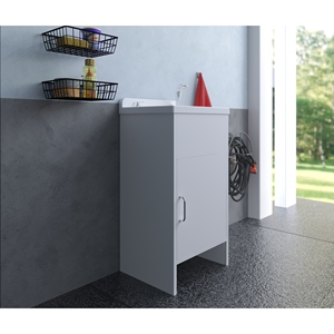 Mobile Bagno da Esterno a Pavimento "Rocco"-42x34x80 cm con Lavabo in Ceramica Resistente all'Acqua - Product Image 4