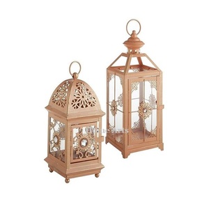Newest Design <b>Square</b> Shape Candle Lantern White Color Iron And <b>Glass</b> Cutting Lantern At Competitive Price - Product Image 5