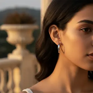 ต่างหูห่วงเงินแท้ 925 สำหรับผู้หญิง สวมใส่ได้ทุกวัน เครื่องประดับแบบหนีบ - Product Image 1