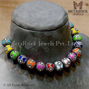 Diamante de corte Rosa 925, Bola de plata, accesorio de joyería esmaltada, fabricación de conectores para pulsera, collar, Polki, joyería al por mayor - Product Image 5