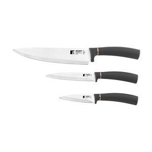 Set di coltelli Bergner in rame a 3 pezzi: Chef 20 cm + Multiuso 12,5 cm + Pelapatate 8,75 cm - In acciaio inossidabile nero e rame - Product Image 1