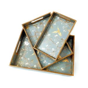 Bandeja de madera duradera con bandeja de servicio decorativa y funcional de arte esmaltado colorido para uso diario y decoración de hoteles - Product Image 1