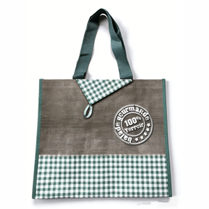 Bolsas de Compras Tejidas de PP con Patrón de Rejilla de Diamantes y Asas de Cinta de PP - Product Image 2