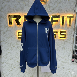 Sweat à capuche à fermeture éclair imprimé sur mesure de taille confortable, imprimé en relief, fabriqué en usine, prix bas, sweat à capuche pour hommes, sweat à capuche pour hommes - Product Image 1