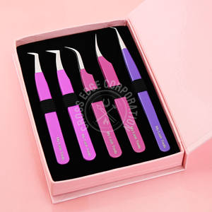 Pinza Aplicadora de Pestañas con Punta de Fibra de 45 y 90 Grados, con Logotipo Personalizado, Color Rosa, Herramienta de Acero Inoxidable para Extensiones de Pestañas - Product Image 2