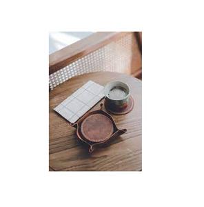 Ensemble de sous-verres ronds en cuir de style classique personnalisés support à bière et à thé avec sous-verres en pierre de cuir en vrac pour boissons - Product Image 1