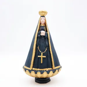 OEM home decor 3d miniaturized religious figure statue custom resin craft dark blue Catholicism virgin mary figurine