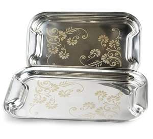 Bandeja para servir de acero inoxidable con acabado de gama alta con mango decorativo para Decoración Bodas hoteles - Product Image 1