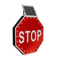 Panneau STOP solaire à LED, panneau de signalisation routière clignotant alimenté par l'énergie solaire, panneau de sécurité routière réfléchissant 3M pour intersection
