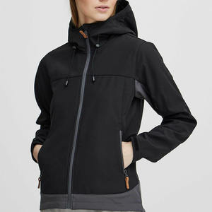 Chaqueta Softshell para mujer Nbrya negra vintage personalizada, precio de fábrica, mangas completas, cremallera impermeable a prueba de viento para exteriores - Product Image 1