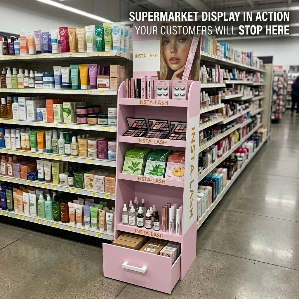 Wholesale Custom 5 Tier Floor Standing Cardboard Makeup Cosmetic Display Stand Beauty Display Rack Retail Display Stand Shop — view 2