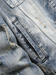 Vestes en jean pour hommes, délavées à l'acide, usées, avec personnalisation complète, style sportif personnalisé, veste en jean pour hommes, vêtements d'extérieur - Product Image 3