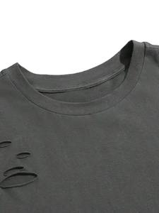 Camiseta de lavado suave de gran tamaño desgastada vintage de alta calidad OEM para hombre, camiseta en blanco que busca un diseño personalizable - Product Image 6