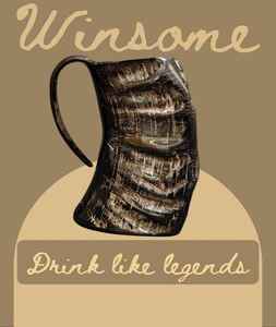 เขาควายทำด้วยมือฮอร์นสำหรับดื่มแบบชาวไวกิ้งยุคกลางแก้วมักทำด้วยมือจากธรรมชาติไม่เหมือนใคร - Product Image 2