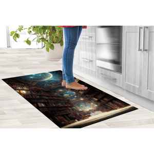 Alfombra de suelo Starry Galaxy Bookshelf, decoración surrealista con estampado digital para rincones de lectura, con alfombra suave - Product Image 2
