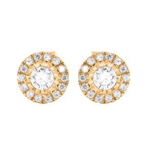 Boucles d'oreilles brillantes de luxe 0.50Ct Lab Grown Diamond Halo Push Back Stud Gold Solid Gold OEM Wholesale Option - Product Image 2
