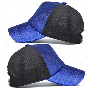 Moda logotipo personalizado 5 paneles gorra de béisbol bordado lentejuelas Snapback algodón malla Tucker sombreros para Mujeres Hombres de alta calidad - Product Image 6