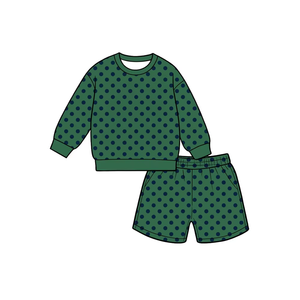 Conjunto de 2 Piezas para Niñas, Estilo Boutique, con Estampado de Lunares, Top de Manga Larga y Pantalones Cortos Deportivos, Ropa Casual Infantil - Product Image 5