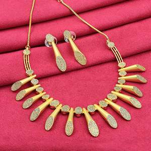 สร้อยคอแฟชั่นทำจากไมโครโกลด์14K 18K 24K แบบขายส่งชุดเครื่องประดับแบบตะวันตก indo ชุดเครื่องประดับทำจากหินสีทองด้านสร้อยคอขึ้นรูปขนาดเล็ก - Product Image 1