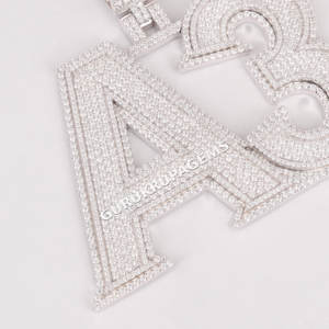 Collar con abalorio de alfabeto y números de Plata de Ley 925 con colgantes de Hip Hop cultivados en laboratorio de nuevo diseño - Product Image 3