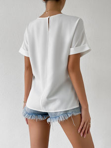 Custom Woman T-Shirt Plain <b>Ladies</b> T-shirt Printing Blank Cotton Polyester <b>Top</b> Women <b>Short</b> <b>Sleeves</b> Breathable T Shirts - Product Image 2