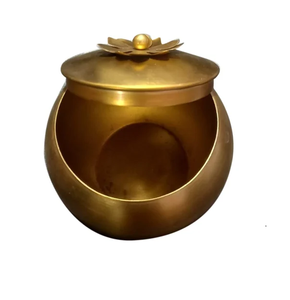 Bol en forme de fruits secs en laiton fait à la main avec couvercle bol de service de fruits secs cadeau de retour pour pièce de conception de trou avec couvercle - Product Image 4