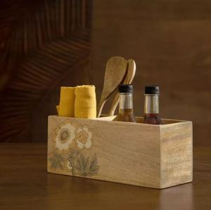 Caddy de cubiertos de madera de diseño antiguo personalizado para cocina, soporte para utensilios de mesa de pared a bajo precio, incluido el soporte para cuchara - Product Image 2