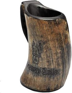 Tasse à corne en céramique gravée de grande taille fabriquée à la main pour fournitures de jeu Viking directement de l'Inde par HF CRAFTS - Product Image 4
