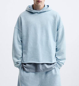OEM Vente de gros Pull à capuche à épaules tombantes 100% coton vierge épais uni en polaire Sweat à capuche surdimensionné pour hommes sweats à capuche coupés et cousus - Product Image 3