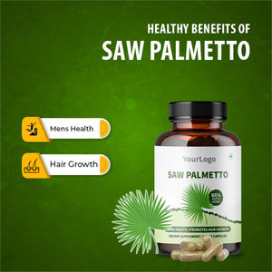 100% Capsules d'extrait de palmier nain sauvage biologique Support à base de plantes pour la santé urinaire Bouteille de poudre blanche personnalisable avec étiquette OEM - Product Image 2