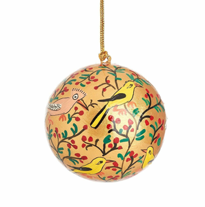 Oiseau bleu et motif floral papier mâché ornements de boule suspendus de Noël ensemble de décor d'arbre fait à la main disponible au prix de gros - Product Image 5