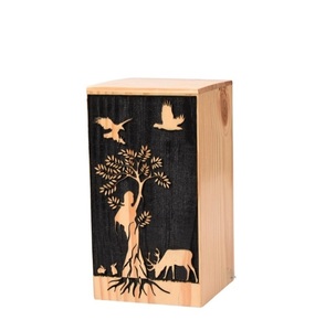 Urne en pin pour cendres humaines Arbre de vie Boîte en bois Crémation personnalisée Fabriquée à la main Grande - Product Image 1