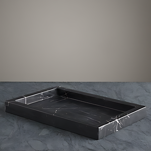 Plateau de vanité en marbre noir élégant plateau en pierre de salle de bain durable organisateur de bijoux et de parfums plateau de service de café d'hôtel décor à la maison - Product Image 5