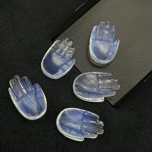 25mm Flashy Opalite Hamsa Pierre Sculptée Naturel Noir Palmier Gemme pour la Fabrication de Bijoux Hamsa Charm Perles - Product Image 5