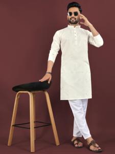 Tissu de soie de qualité supérieure avec broderie Sequance Work mens kurta - Product Image 3