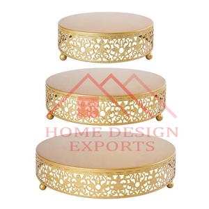 Ensemble de 3 supports à gâteaux dorés pour décoration de fête d'anniversaire nouveau Design support à gâteaux en métal doré en aluminium décoratif pour événement - Product Image 2