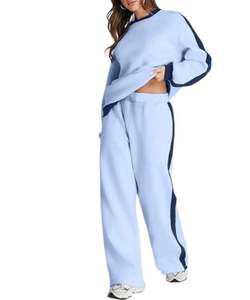 ชุดวอร์มผู้หญิงแบบสองชิ้น เสื้อแจ็คเก็ตแขนยาวแบบมีซิป กางเกงเลกกิ้งเอวสูง ช่วยยกกระชับสะโพก ชุดออกกำลังกาย - Product Image 1