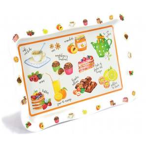 238x358mm grand plateau rectangulaire en métal avec bord ondulé nacre décorative de style arabe moderne pour servir du café - Product Image 3