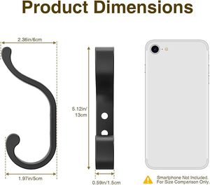 Aluminium Wall Mount Coat <b>Hooks</b> Heavy Duty Hangers for Bedroom & Bathroom for Hanging Clothing & <b>Towels</b> - Product Image 2