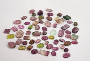 พลอยทัวร์มาลีนแกะสลักด้วยมือธรรมชาติแบบหลายธรรมชาติเครื่องประดับตกแต่งดีไซน์ดอกไม้ที่ไม่ซ้ำใครทำอัญมณีหลวมให้สีเล่น - Product Image 2