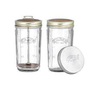 Kit de fabrication de lait végétal Kilner (2 pièces) – Bocaux en verre avec couvercle en acier inoxydable, bec verseur en silicone anti-éclaboussures, filtre et piston inclus - Product Image 1