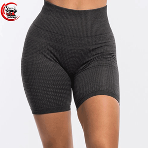 Femmes été respirant séchage rapide entraînement Yoga sport Shorts taille V plissé hanche ascenseur Fitness collants solide Spandex Yoga Gear - Product Image 1
